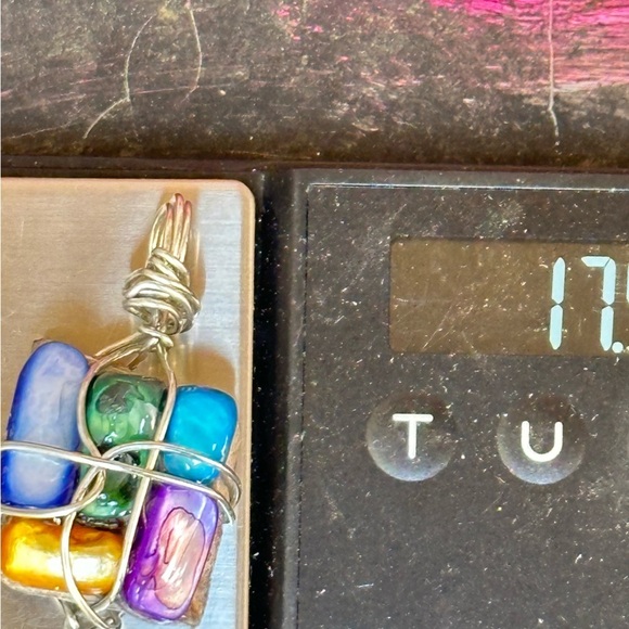 Necklace Pendant, Handmade assemblage Wire Wrapped real Stones Resin Set 4300 G - Picture 6 of 10